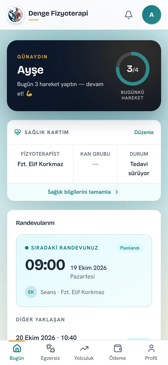 Hastanın telefonundaki uygulama: bugün 4 hareketin 3’ü yapıldı
