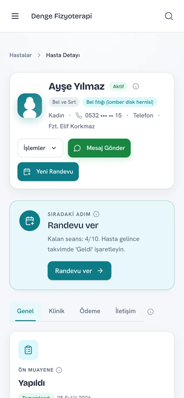 Telefonda hasta kartı: tanı, fizyoterapist ve sıradaki adım